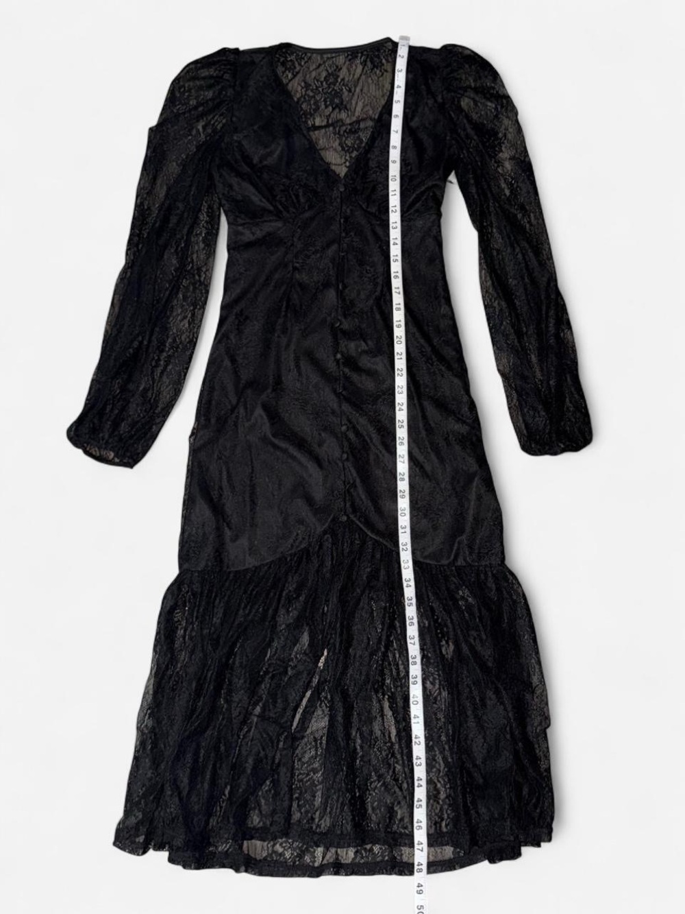 Lulus Black Lace Midi Dress Size Medium NWT Whimsigoth Witchy Fairy Goth